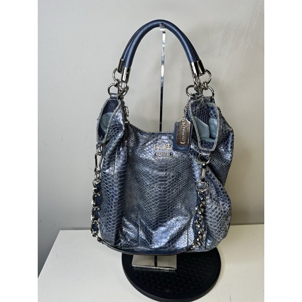 COACH Madison Embossed Leather Python Shoulder Ba… - image 1